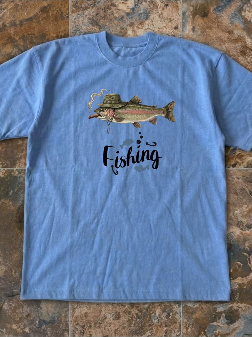 Gildan Fishing Trout Cigar Graphic Tee
